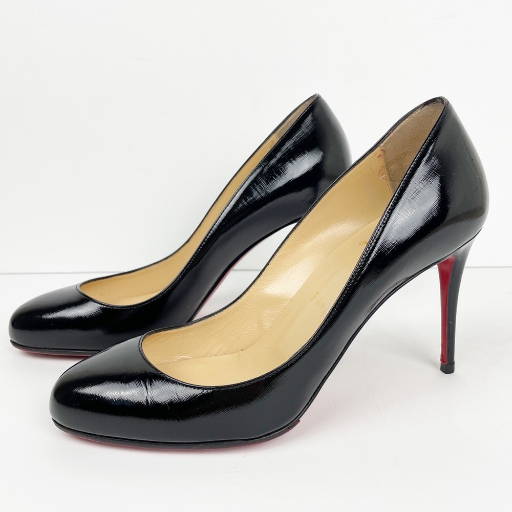 Christian Louboutin Fifi 100 Black Heel Round Toe Pumps 38